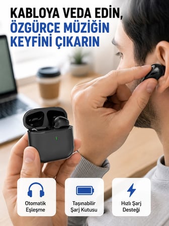TWS Pro 5 Bluetooth Kulaklık – Kablosuz ve Şarj Kutulu Tasarım Yeni Nesil