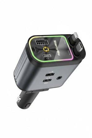 4’ü 1 Arada Araç Çakmaklık Şarj Cihazı 66W Type-C Hızlı Şarj Çift USB Telefon Şarj Geri Çekilebilir Kablo