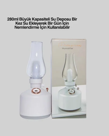 USB Şarjlı Retro Gaz Lambası Hava Nemlendirici Led Atmosfer Işıklı