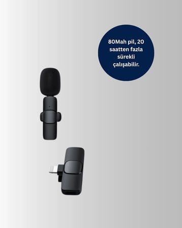 2’li Kablosuz Yaka Mikrofonu iPhone İçin Profesyonel Video Ses