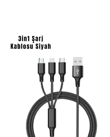 3’ü 1 Arada Hızlı Şarj Kablosu