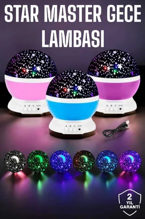Mavi ve Mor Işıklı Projeksiyon Lambası