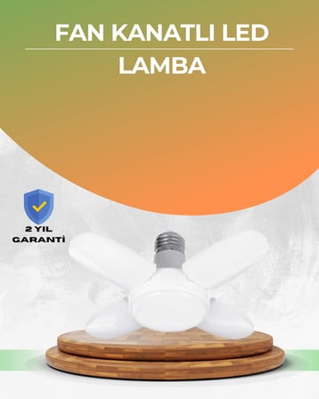 Tasarruflu Pervane LED Ampül 4 Kollu 60 Watt Geniş Alan Aydınlatma