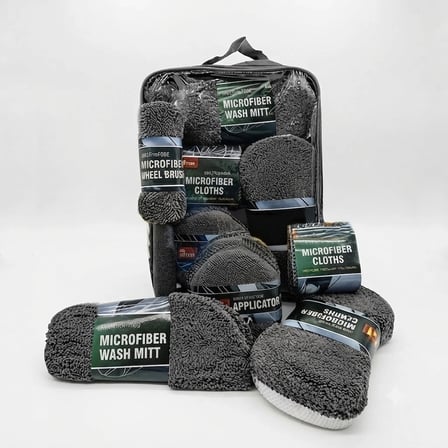 Profesyonel Oto Araç Temizleme Seti Mikrofiber Oto Yıkama Bakım Kiti Gri 9 Parça