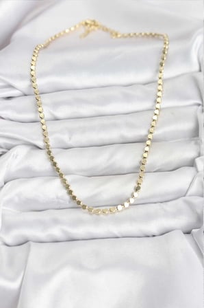 316L Çelik Zincir Gold Renk Ezme Zincir Model  45 cm Kadın Kolye