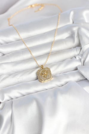 316L Çelik Zincir Gold Aslan Madalyon Model Zirkon Taşlı Kadın Kolye