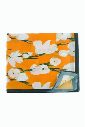 Çiçek Desenli Zr Şifon Fular 50*50 cm