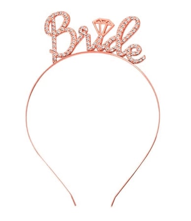 Rose Gold Renkli Taşlı “Bride” Gelin Tacı