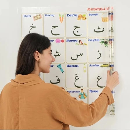 70x100 cm Statik Kağıt Elif-Ba Öğrenme Tahtası