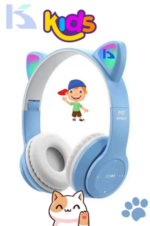 Mor Renkli Kulak Üstü Bluetooth Kulaklık, Kablolu Bağlantı ve Kedi Kulağı Tasarımı