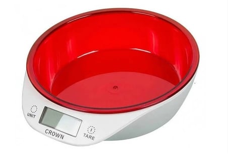 Crown Dijital Lüks Kefeli Mutfak Terazisi 5 Kg Çıkarılabilir Ölçü Kabı Terazi Tartı Gram