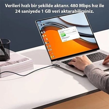 Şeffaf Uçlu iPhone 45w Usb Hızlı ve Dayanıklı Şarj ve Data Işıklı Örgü Kablo 1 Metre