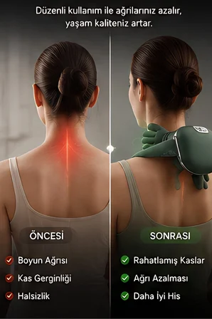 Kızılötesi Isıtmalı Avuç İçi Boyun Omuz Sırt Masaj Aleti Şarjlı 3D Yoğurma Etkili