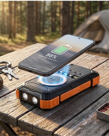 mAh Powerbank Güneş Enerjili Kablosuz Şarj Hızlı Şarj Taşınabilir Batarya