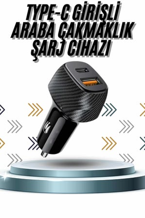 Hızlı Oto Şarj Cihazı W Çift Girişli HIzlı Şarj Oto Çakmaklık Type-C