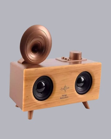 Gramafon Tasarımlı Bluetooth Hoparlör D Ses Teknolojili Çok Fonksiyonlu