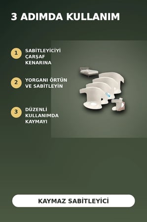 4'lü Şeffaf Kaymaz Çarşaf ve Yorgan Sabitleyici – Yatak Örtü Tutucu Pratik Ev Çözümü