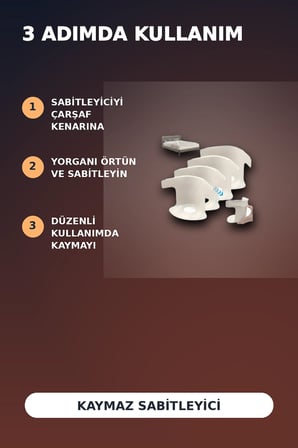 4'lü Şeffaf Kaymaz Çarşaf ve Yorgan Sabitleyici - Dişli Tutucu ile Pratik Çözüm