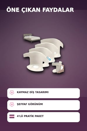 4'lü Şeffaf Kaymaz Çarşaf ve Yorgan Sabitleyici - Dişli Tutucu ile Pratik Çözüm