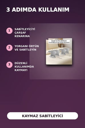 4'lü Şeffaf Kaymaz Çarşaf ve Yorgan Sabitleyici - Dişli Tutucu ile Pratik Çözüm