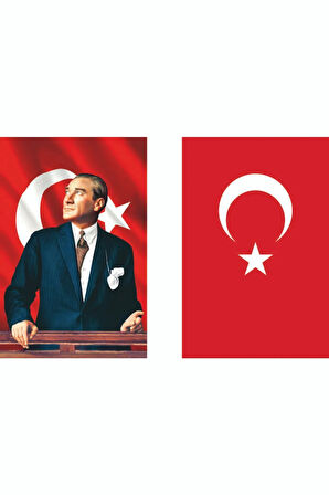 Atatürk Ve Türk Bayrağı Ikili Set 100x150cm