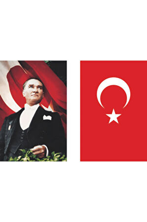 Atatürk ve Türk Bayrağı Ikili Set 100x150cm