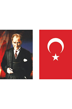 Atatürk ve Türk Bayrağı Set 2'li 150x225cm