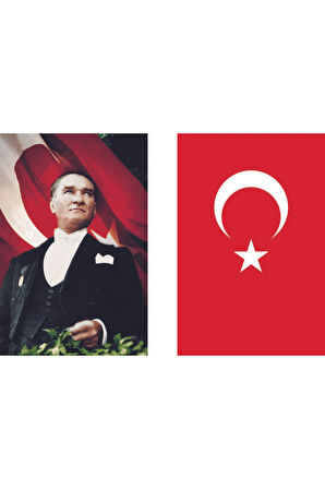 Atatürk ve Türk Bayrağı İkili Set 150x225 cm