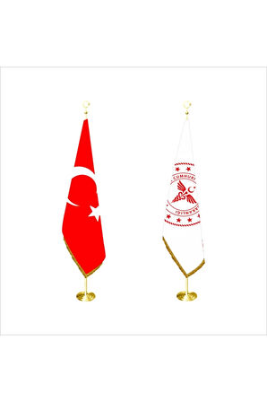 Sağlık Bakanlığı Logolu Makam Bayrağı Ve Türk Bayrağı Takım