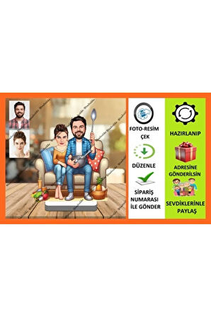 Gurme Aile Karikatür Biblo,Sevgiliye Hediye,Doğum Günü Hediyesi