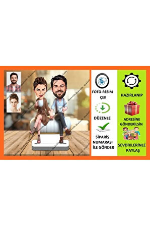 Mutlu Çift Karikatür Biblo,Sevgiliye Hediye,Doğum Günü Hediyesi