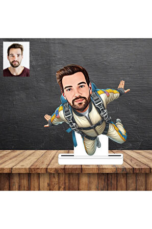 Paraşüt ile Atlayan Karikatür Figürü,Sevgiliye Hediye,Doğum Günü Hediyesi