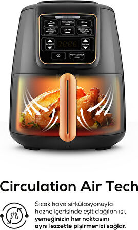 Karaca Air Pro Cook Xl 2 In 1 Konuşan Airfryer Black Cooper 4 Kişilik