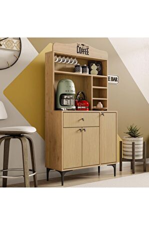 Mezza 5226 SIESTA 90 CM KAHVE KÖŞESİ ÇOK AMAÇLI DOLAP 3 KAPAKLI 1 ÇEKMECELİ KİLER MUTFAK DOLABI SEPETYUNUS
