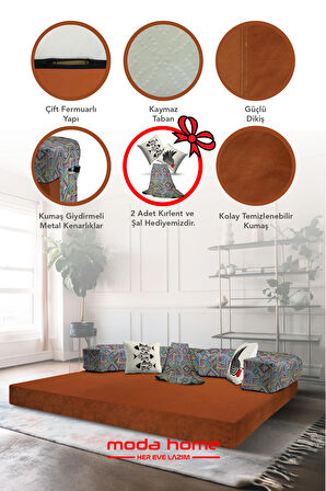 Moda Home Bedding Retro yataklı kanepe,yatak olabilen,dinlenme amaçlı legom aktivite koltuğu-KİREMİT