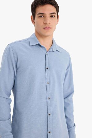 DeFacto Slim Fit Dar Kesim Pamuklu Basic Düz Uzun Kollu Gömlek A4644AX25SPBE299