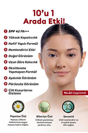 Mükemmel Kapatıcılık Sunan Çok Fonksiyonlu M Perfect Cover BB Cream Ex SPF42 PA+++ No.26 (20ml)