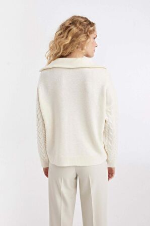 DeFacto Oversize Fit Fermuarlı Yaka Kazak A3874AX24WNER99