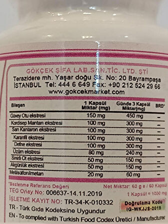 Güvey Otu Kapsül (OREGANO CAPSULE) 60 Adet