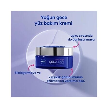 NIVEA Cellular Expert Filler Yoğun Yaşlanma Karşıtı Gece Yüz Bakım Kremi 50 Ml