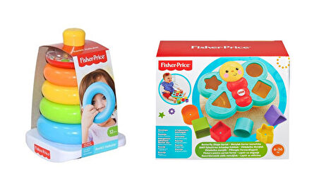 Fisher Price Şekil Eşleştirme Arkadaşı Kelebek ve Renkli Halkalar Eğlenceli Oyuncak Seti