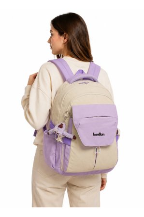 Suya Dayanıklı Kumaş Okul Çantası Unisex Günlük Okul Sırt Çantası 2601 Bej-Lila