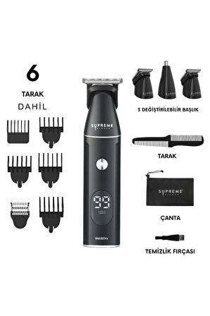 Supreme Trimmer Multigroomer 3.0 Islak/Kuru 14 Parça Erkek Tıraş Makinesi Seti – Burun Kulak Sakal Saç Bakımı
