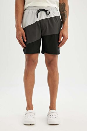 DeFactoFit Regular Fit Baskılı Esnek Dokulu Sporcu Kısa Boy Deniz Şortu B5997AX24HSAR202