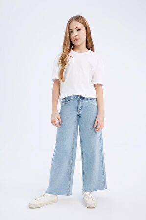 Kız Çocuk Wide Leg Geniş Paça Jean Pantolon