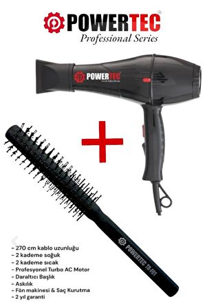 Powertec Tr-701 Profesyonel Fön Makinesi + Powertec Berber Fön Fırçası