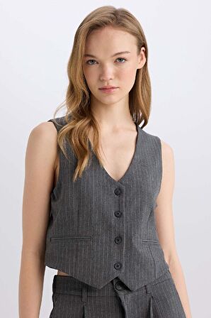 DeFacto Regular Fit Blazer Yelek Crop Basic Düz Düğmeli Z8526AZ24AUAR61
