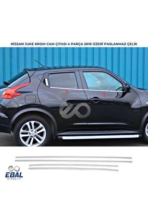 Nissan Juke Krom Cam Çıtası 4 prç. 2010 Üzeri P. Çelik