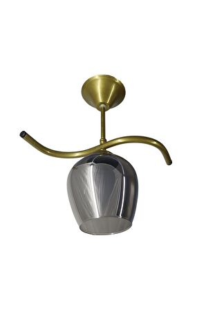Fuji Eskitme Tekli Füme Camlı Avize | Kaliteli Modern Metal Avize