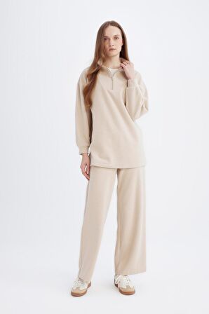DeFacto Relax Fit Beli Lastikli Selanik Kumaş Basic Düz Triko Pantolon B4311AX24WNBG718